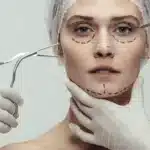 Woman having cosmetic face surgery